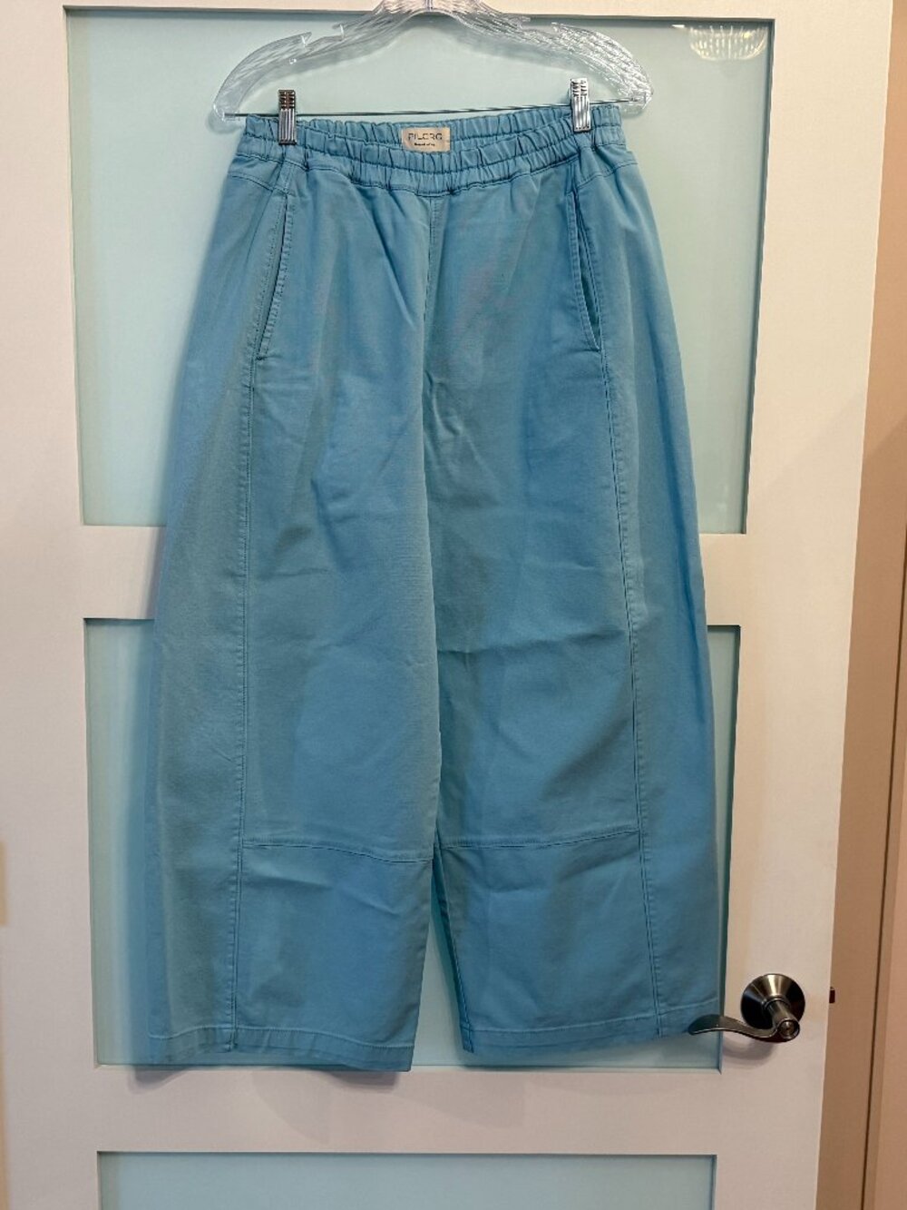 Anthropologie-Pilcro - Izzie Relaxed Pull on Barrel Pants - Robin's Egg Blue - M - Picture 4 of 7